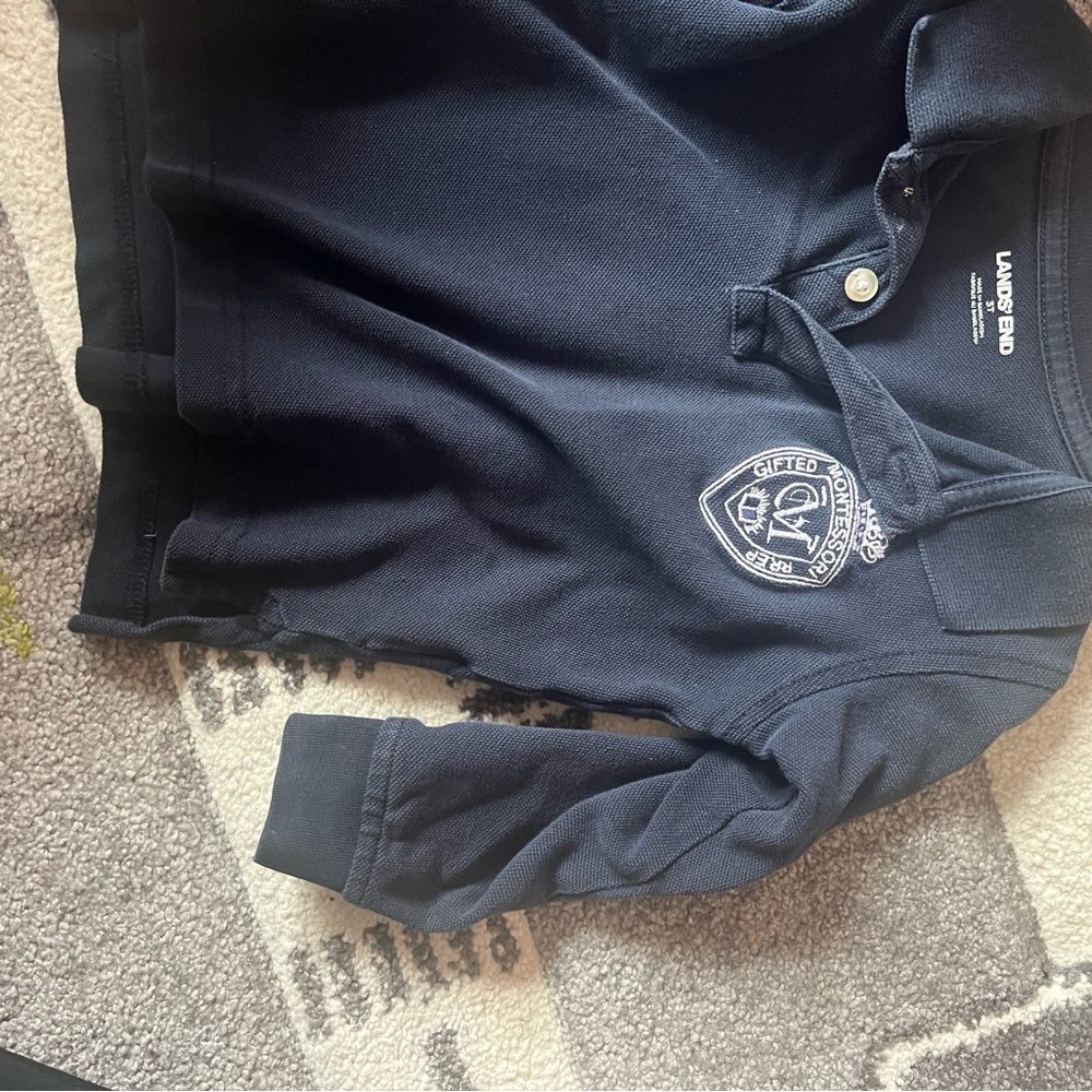 Land’s End Montessori Gifted Prep School Uniform Long Sleeve + Tee + Fleece 3T - Picture 8 of 9